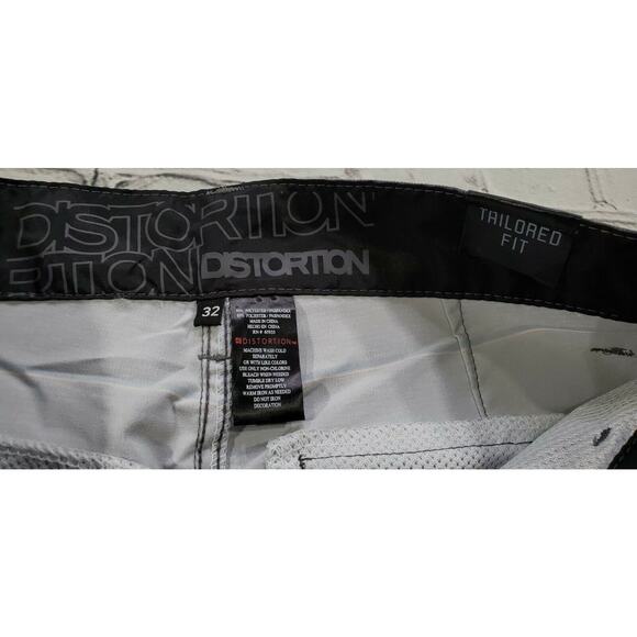 Distortion Gray Charcoal Striped Board Shorts Tailored Fit MENS SIZE 32 - Picture 4 of 7
